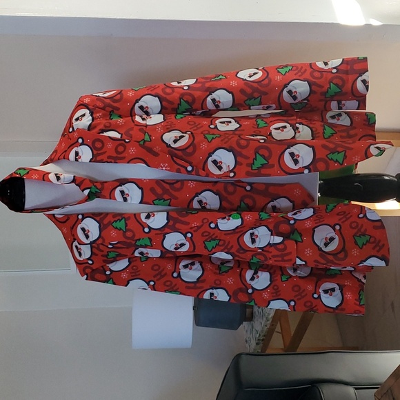 Suitmeister Other - Red Santa BLAZER + PANT + TIE Suitmeister Red Size Small - 34-36